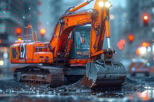 AI generated An excavator digging dirt on a construction professional photography photo