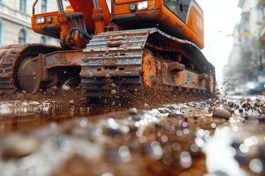 AI generated An excavator digging dirt on a construction professional photography photo