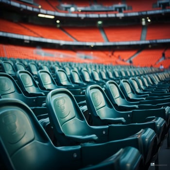 AI generated Game day pause Empty stadium seats set the pre match scene For Social Media Post Size photo