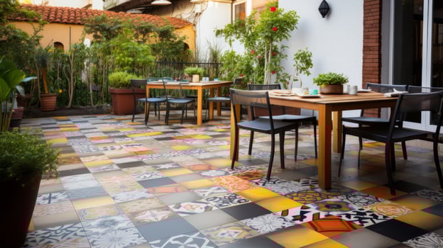 AI generated Decorative tiles enhancing an outdoor space photo