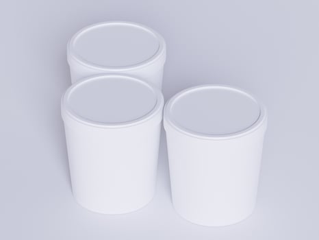 Round paper food packaging box, paper food container, 3d rendering, 3d illustration photo