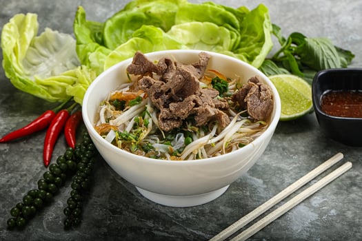 Vietnamese traditional soup Pho Bo with beef photo
