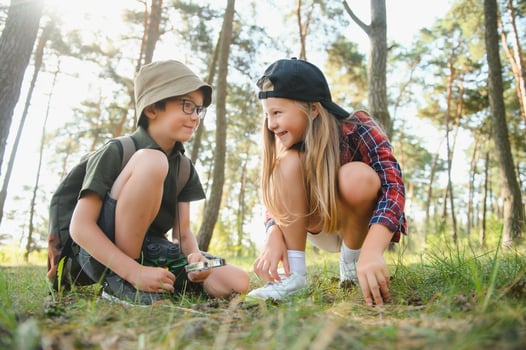 kids scouts in the forest. photo