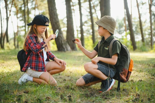 kids scouts in the forest. photo