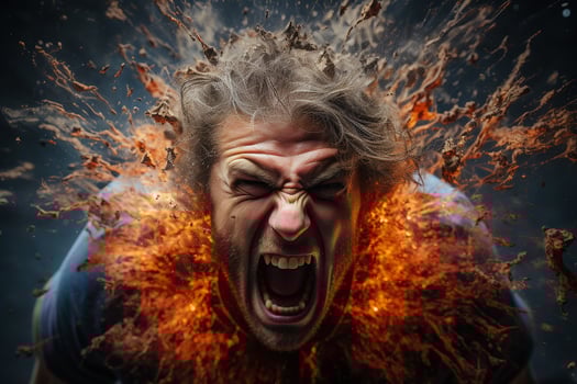 AI generated angry man with exploded head photo