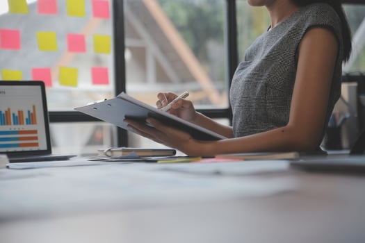 Finance manager meeting discussing company growth project success financial statistics, professional investor working start up project for strategy plan with document, laptop and digital tablet. photo