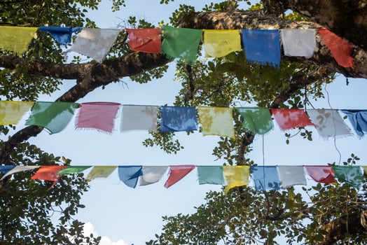 Authentic buddhist prayer flags photo