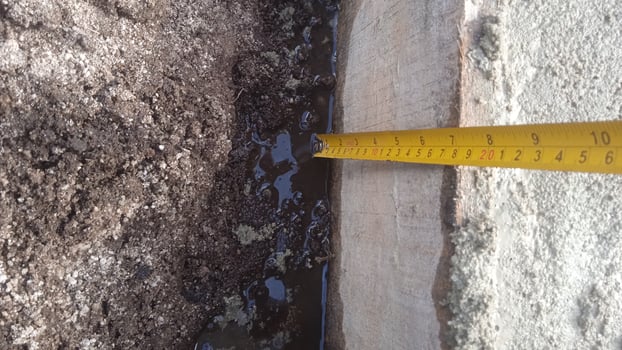 Measuring tape tool on a construction site. photo