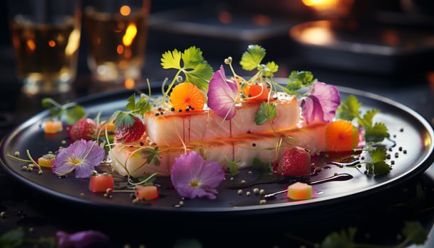 AI generated Grilled fish fillet on plate, fresh and healthy meal generated by AI photo