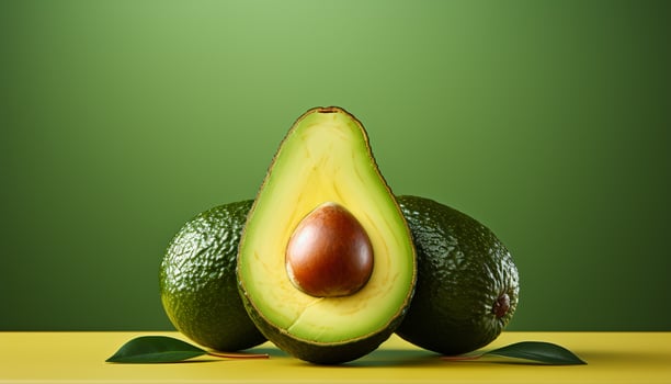 AI generated Freshness and nature in a slice of ripe avocado generated by AI photo