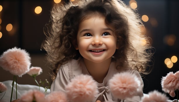 AI generated Smiling child, cute and cheerful, happiness in girls' portrait generated by AI photo