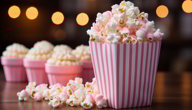 AI generated Gourmet candy bowl, sweet indulgence in movie theater generated by AI photo