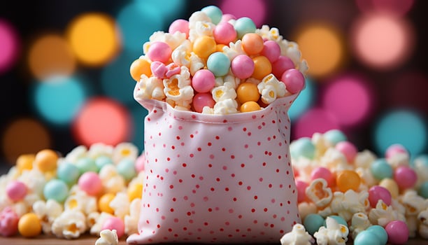 AI generated A colorful dessert table filled with sweet treats and gifts generated by AI photo