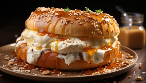 AI generated Freshness and indulgence in a gourmet dessert, sweet and creamy generated by AI photo