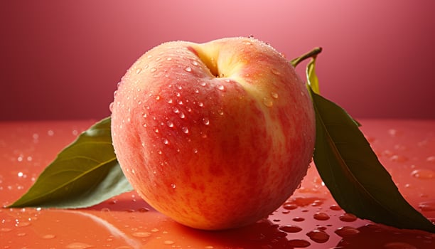 AI generated Freshness and ripeness of apple in close up, wet with dew generated by AI photo