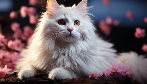 AI generated Cute kitten sitting outdoors, looking at camera with alertness generated by AI photo