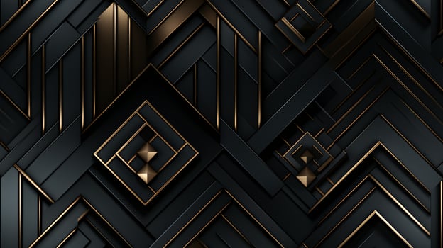 AI generated Dark black Geometric grid background Modern dark abstract texture seamless pattern photo