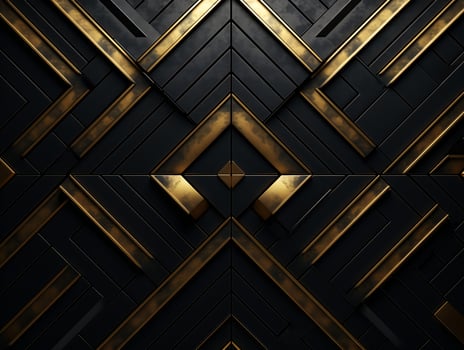 AI generated Dark black mosaic background with golden lines Art Deco luxury style texture photo