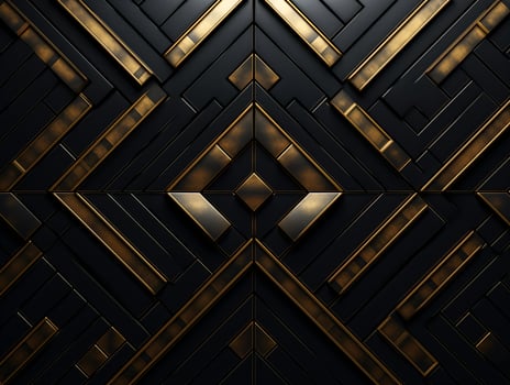 AI generated Dark black mosaic background with golden lines Art Deco luxury style texture photo