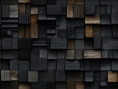 AI generated Dark black wooden Geometric grid background Modern dark abstract texture seamless pattern photo