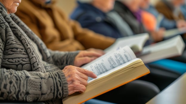 AI generated Financial education seminar for senior citizens at a community center photo