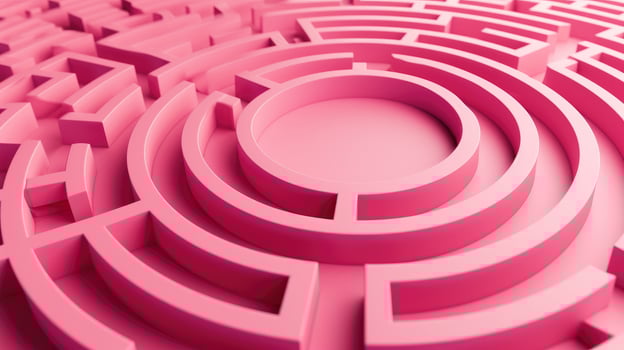 AI generated Navigate through a mesmerizing pink maze leading to a circular center, Ai Generated. photo