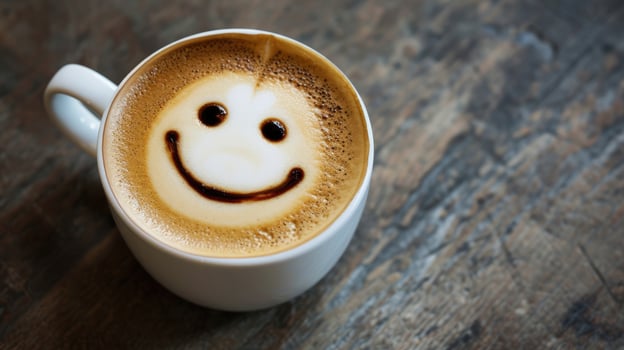 AI generated cappuccino coffee with happy smiley face, Ai Generated. photo