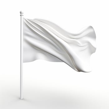 AI generated White flag waving on white background. photo