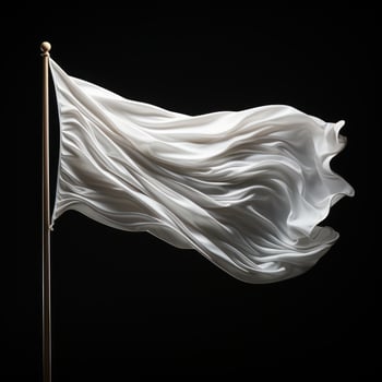 AI generated White flag waving on black background. photo