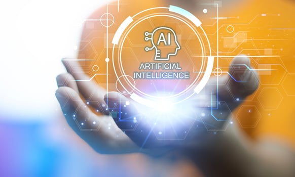 Ai tech, businessman show virtual graphic Global Internet connect Chatgpt Chat with AI, Artificial Intelligence. using command prompt for generates something, Futuristic technology transformation. photo
