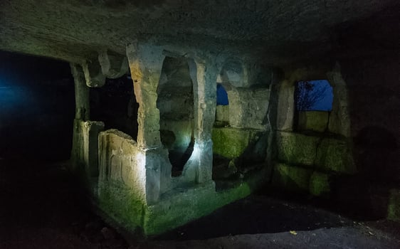 Ancient caves in Crimean mountains. photo