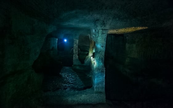 Ancient caves in Crimean mountains. photo