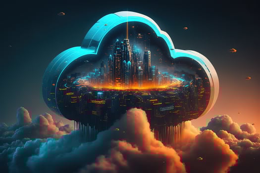 AI Generated Technology cloud.Futuristic, modern illustration. Innovative technologies. Generative ai photo