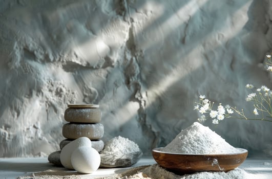 AI generated some flours and other baking items stacked on a concrete background photo