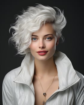 AI generated Portrait of Woman with Silver Hair. Generative Ai photo