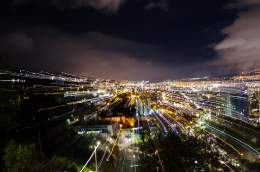 landscape shot of cityscape with a punch zoom photo