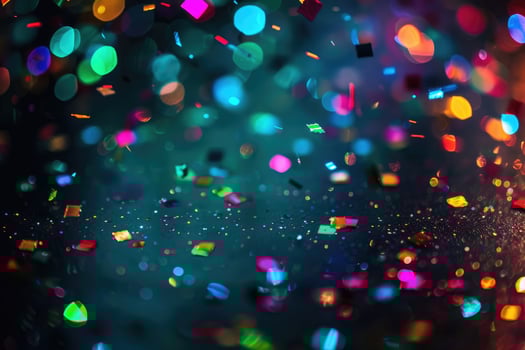 AI generated papers confetti falling in the bright blue sky professional photography background photo