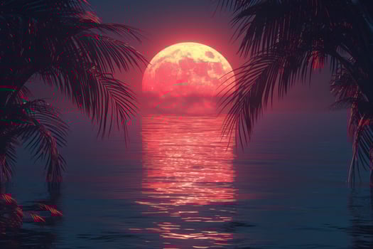 AI generated beautiful tropical sunset on ocean beach professional photography photo