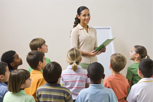 AI generated teacher teaching students photo