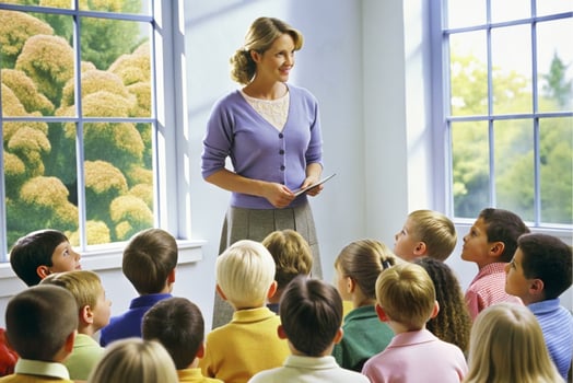 AI generated teacher teaching students photo