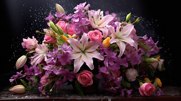 AI generated nature flowers in the rain ai generated photo