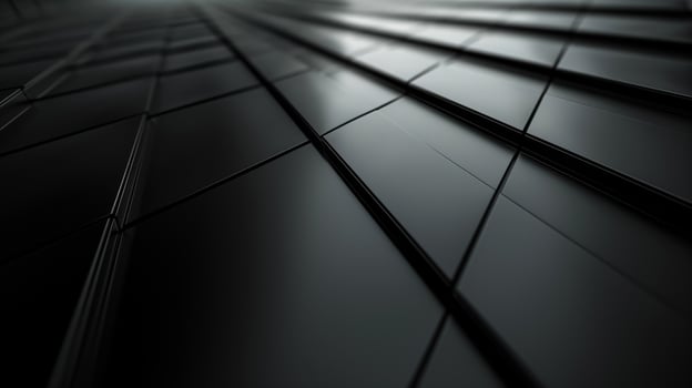 AI generated Abstract geometric background with glossy black tiles, modern and sleek design with a perspective, ideal for technology or corporate use with copy space photo