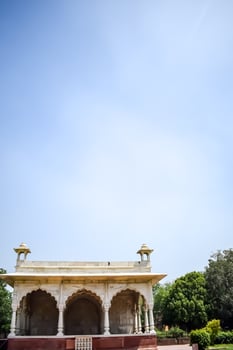 Architectural details of Lal Qila - Red Fort situated in Old Delhi, India, View inside Delhi Red Fort the famous Indian landmarks photo