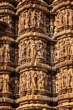 Famous stone carving sculptures of Khajuraho photo