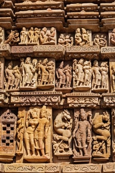 Sculptures on Khajuraho temples photo