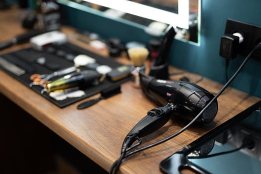 professional tools of a barber in a men's barbershop photo