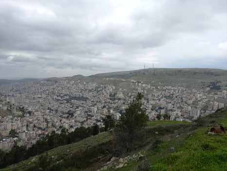 View of the city of Nablus Israel photo