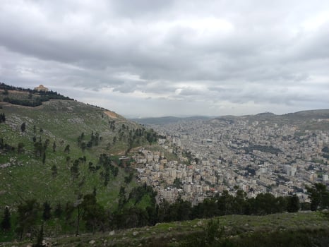 View of the city of Nablus Israel photo