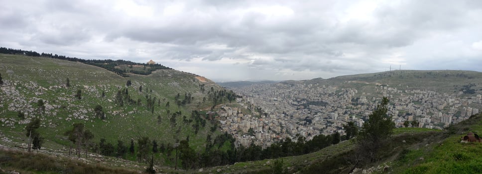 View of the city of Nablus Israel photo