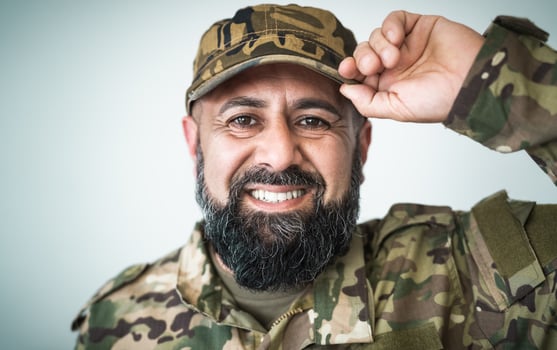 Happy military soldier portrait photo